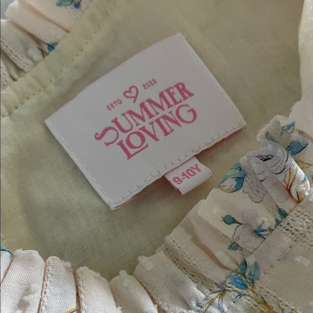 Girls' Floral Cream Dress - 9-10Y